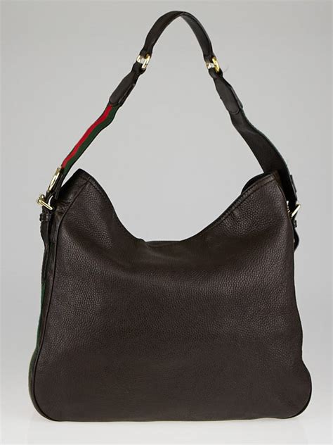 gucci brown pebbled leather heritage medium shoulder bag|Gucci brown leather bag vintage.